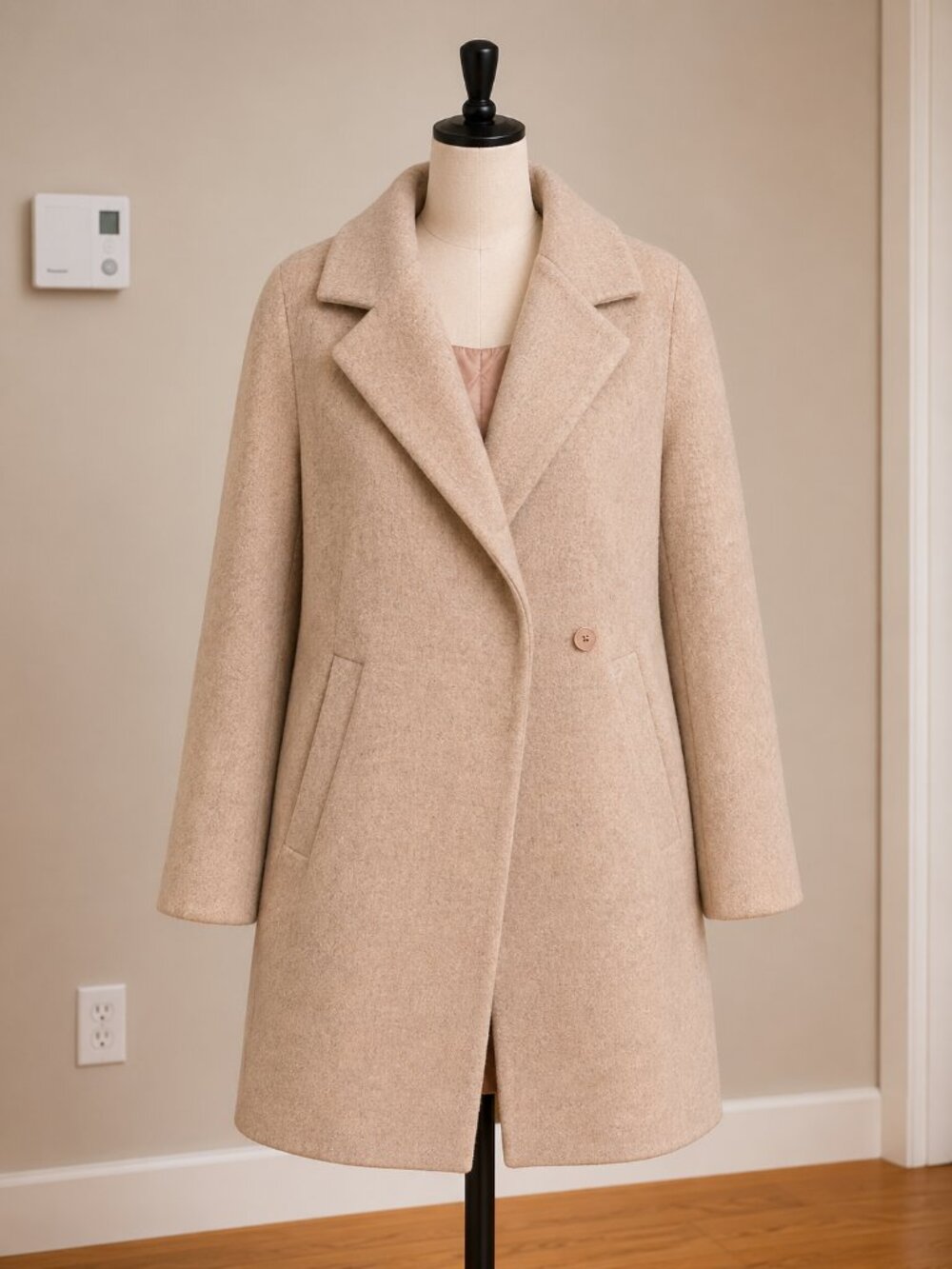 SOUP Wool 91% Single Button Coat – Beige Blush Korean Winter Coat